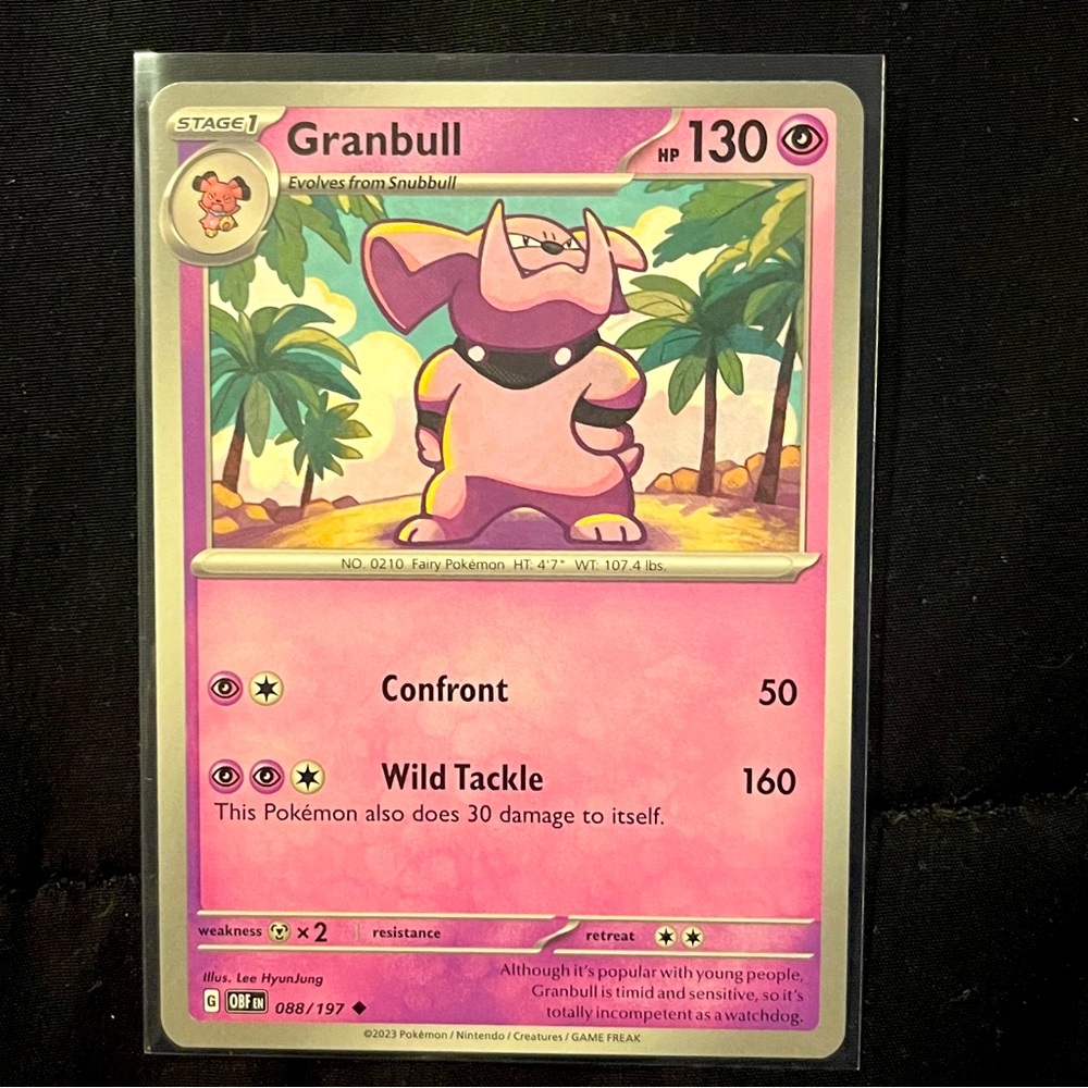 GRANBULL POKEMON TCG OBSIDIAN FLAMES #88/197 UNCOMMON CARD MINT CONDITION!